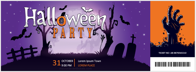 Halloween Party Event Ticket Template