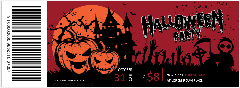 Halloween Party Event Ticket Template