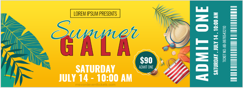 Summer Gala Event Ticket Template
