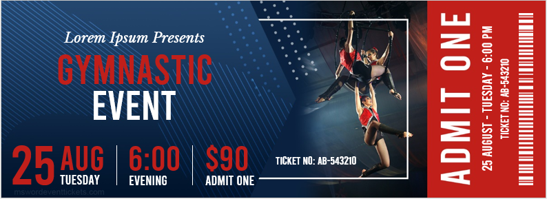 Gymnastic Event Ticket Template