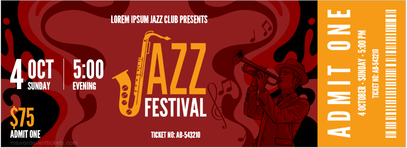 Jazz Festival Ticket Template