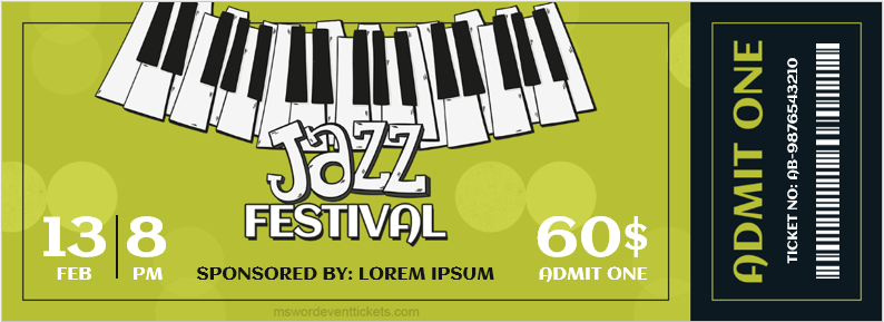 Jazz Festival Ticket Template