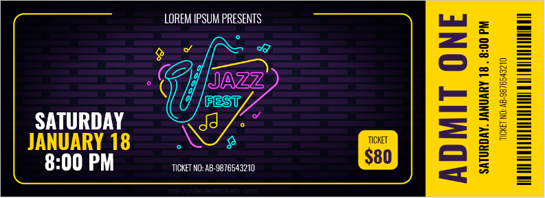 Jazz Festival Ticket Template