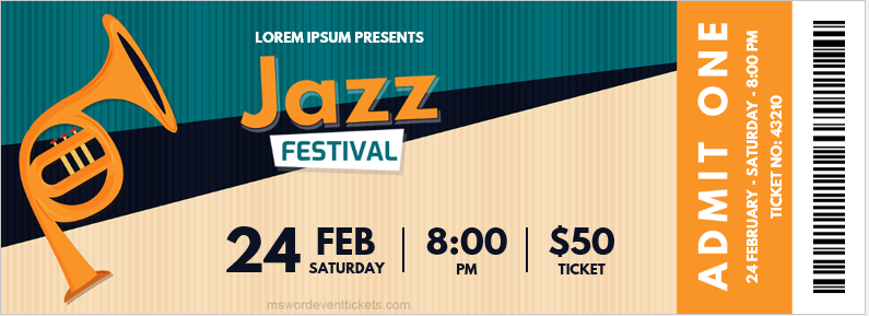Jazz Festival Ticket Template