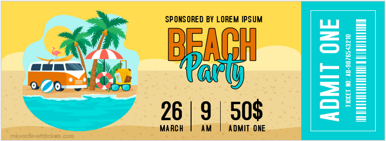 Beach party ticket