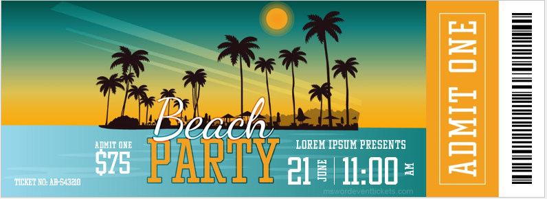 Beach party ticket