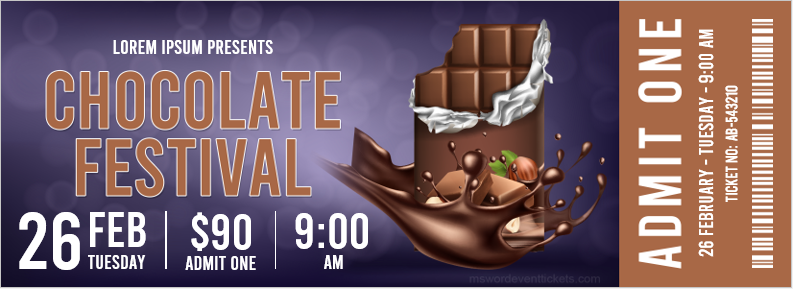 Chocolate festival ticket template