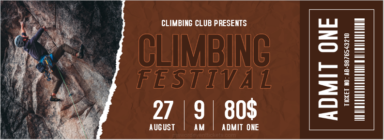 Climbing festival ticket template