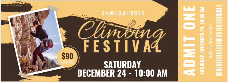 Climbing festival ticket template
