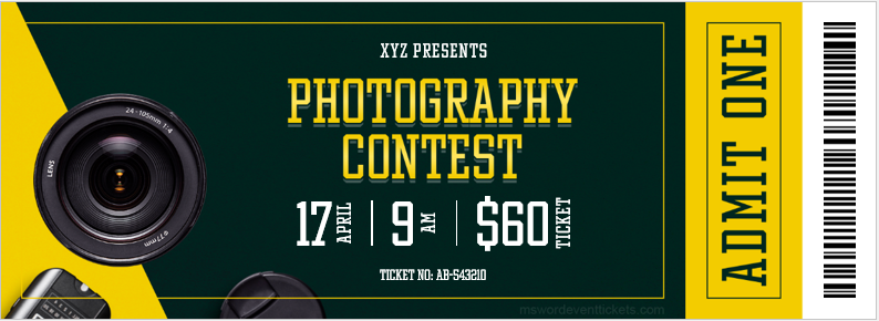 Photography contest ticket template