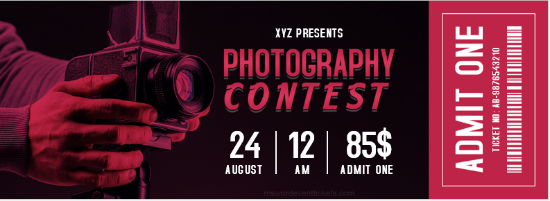 Photography contest ticket template