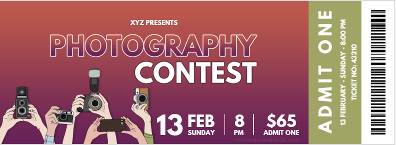 Photography contest ticket template