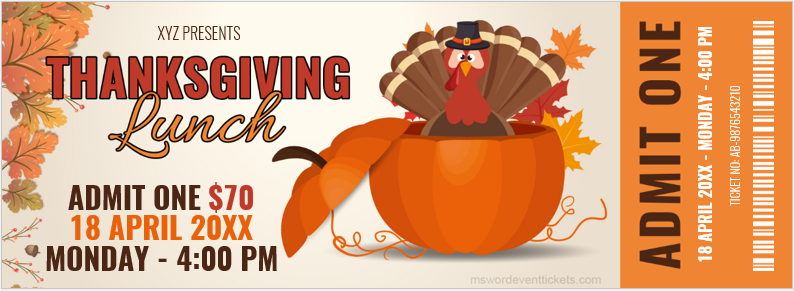 Thanksgiving lunch ticket template