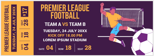 Premier league football ticket template