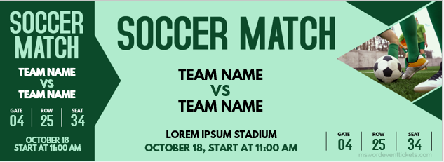 Soccer match ticket template