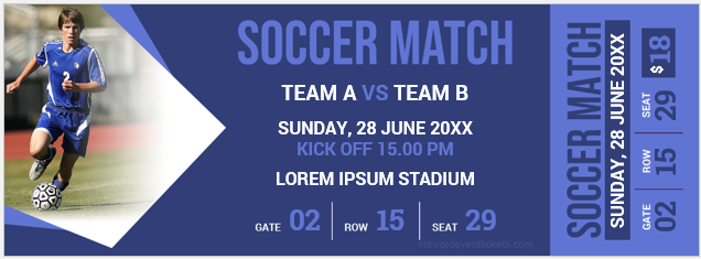 Soccer match ticket template