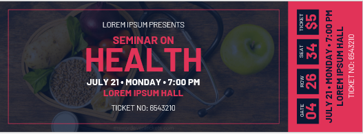 Seminar on Health Event Ticket Template