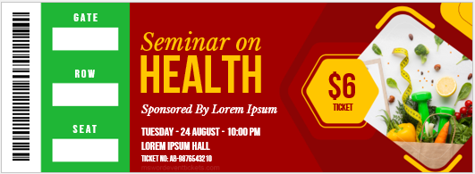 Seminar on Health Event Ticket Template