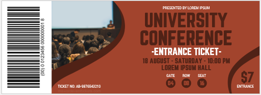 University conference invitation ticket template