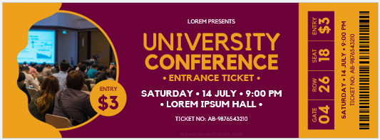 University conference invitation ticket template