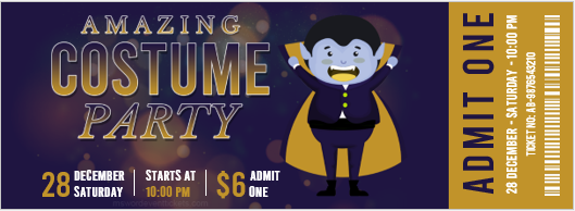 Amazing costume party event ticket