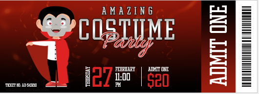 Amazing costume party event ticket