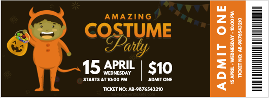 Amazing costume party event ticket