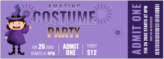 Amazing costume party event ticket