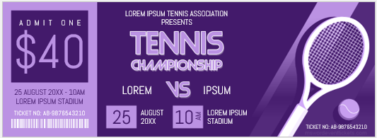 Tennis championship ticket template