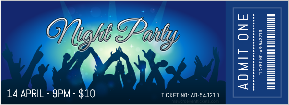 Night party ticket template