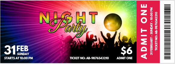 Night party ticket template