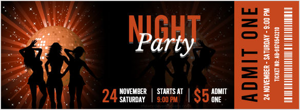 Night party ticket template