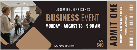 Business event ticket template