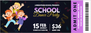 School dance party ticket