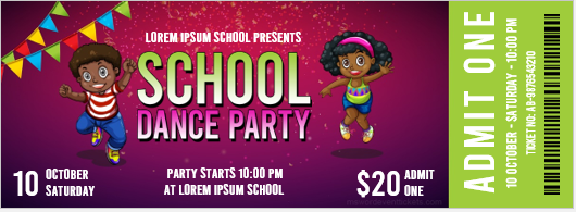 School dance party ticket