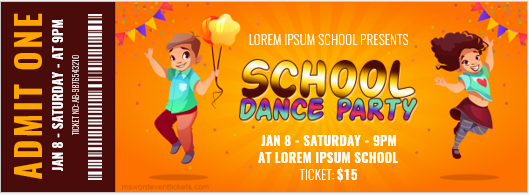 School dance party ticket