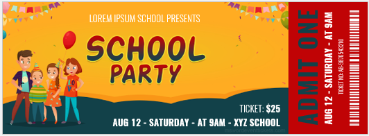 School party ticket template