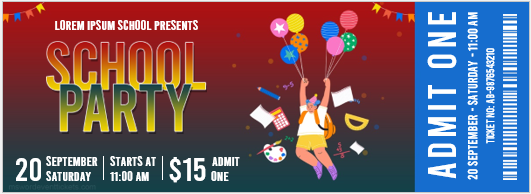 School party ticket template