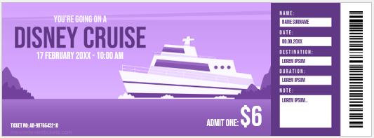 Disney cruise ticket template