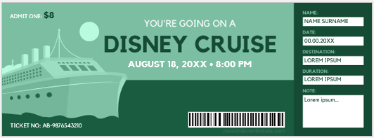 Disney cruise ticket template