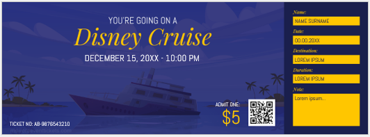 Disney cruise ticket template