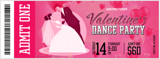 Valentines Dance Party Ticket Template