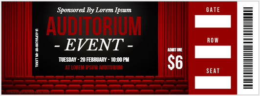 Auditorium event ticket template