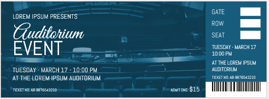 Auditorium event ticket template