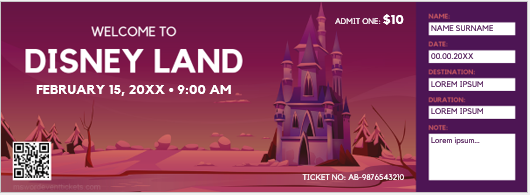 Disney land ticket template