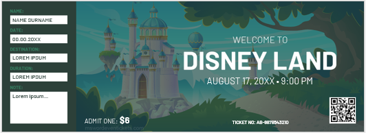 Disney land ticket template