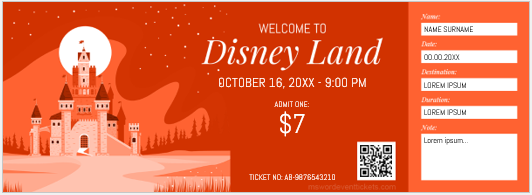 Disney land ticket template