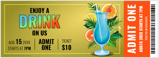 Drink Ticket Template for Word