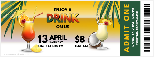 Drink Ticket Template for Word