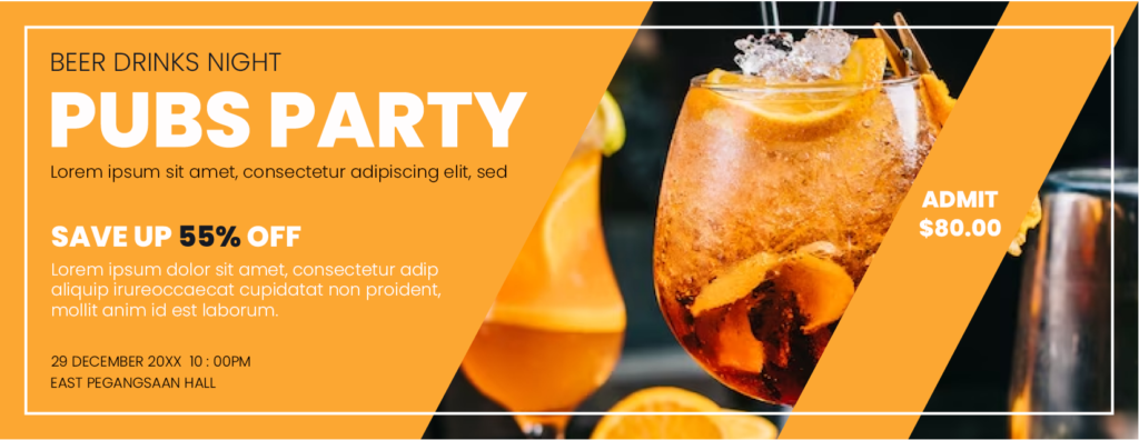 Drinks party ticket template